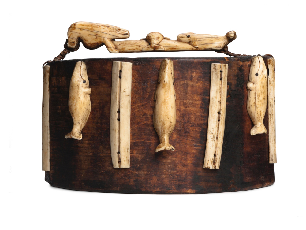 bucket with ivory animals as decoration