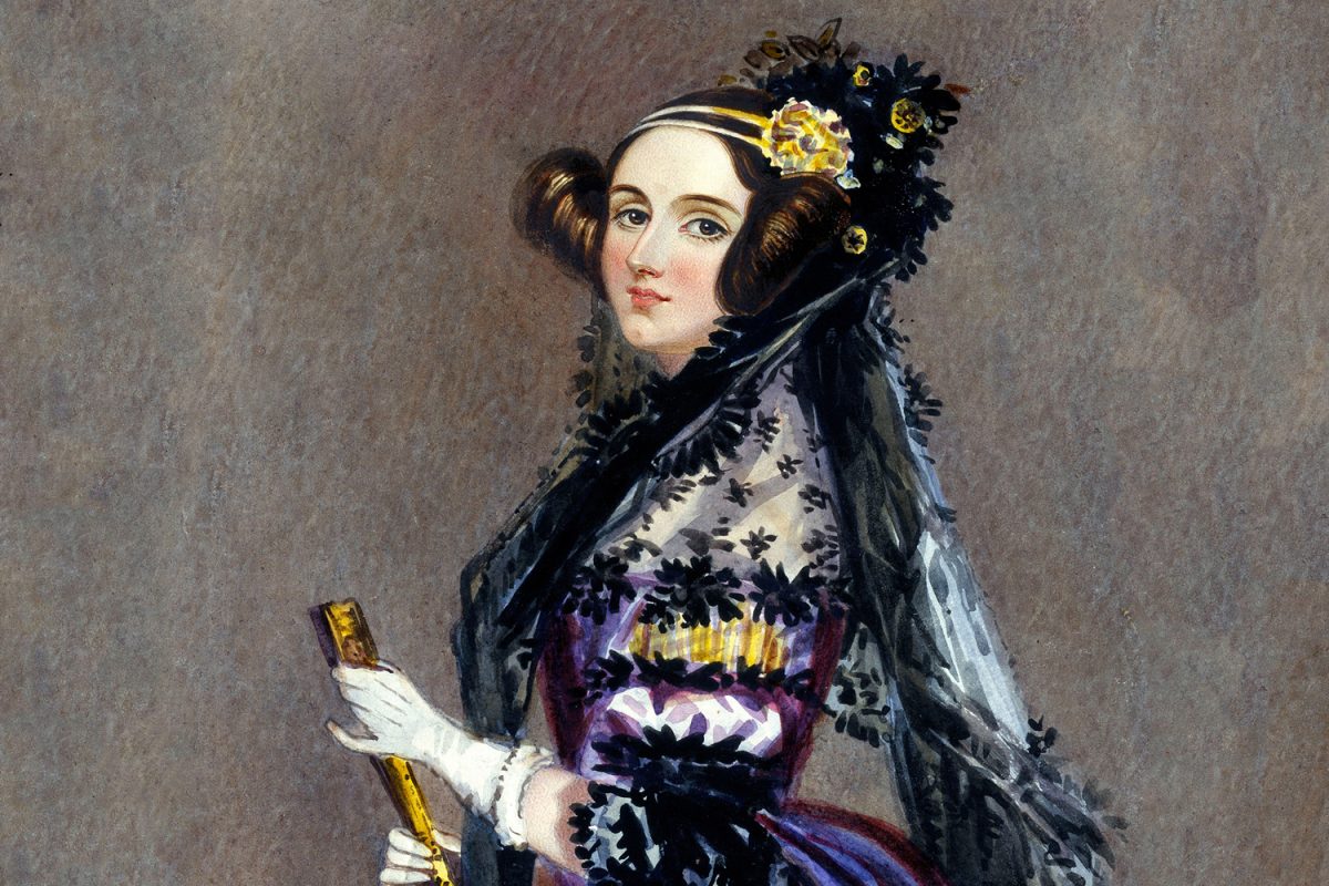 Painting of woman in period dress holding a fan