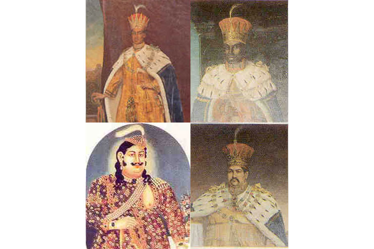 Four kings wearing ornate garments