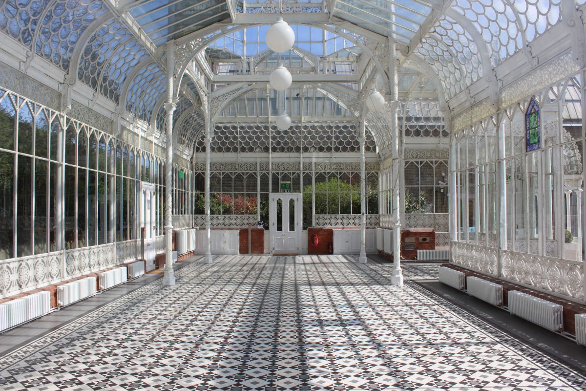 A white metal and glass conservatory