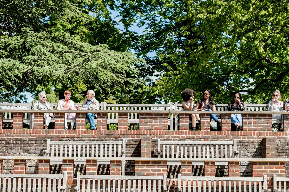 terraces with park benches