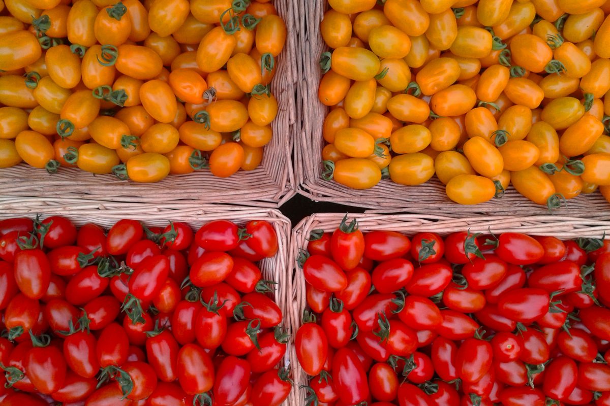 Red and yellow baby tomatoes