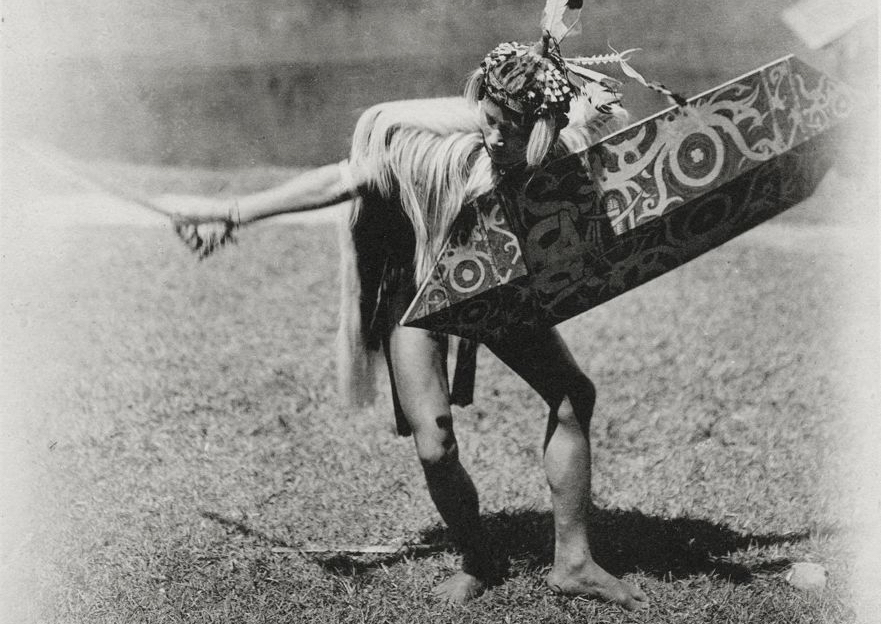 A demonstration of Kayan war dance, attributed to Charles Hose